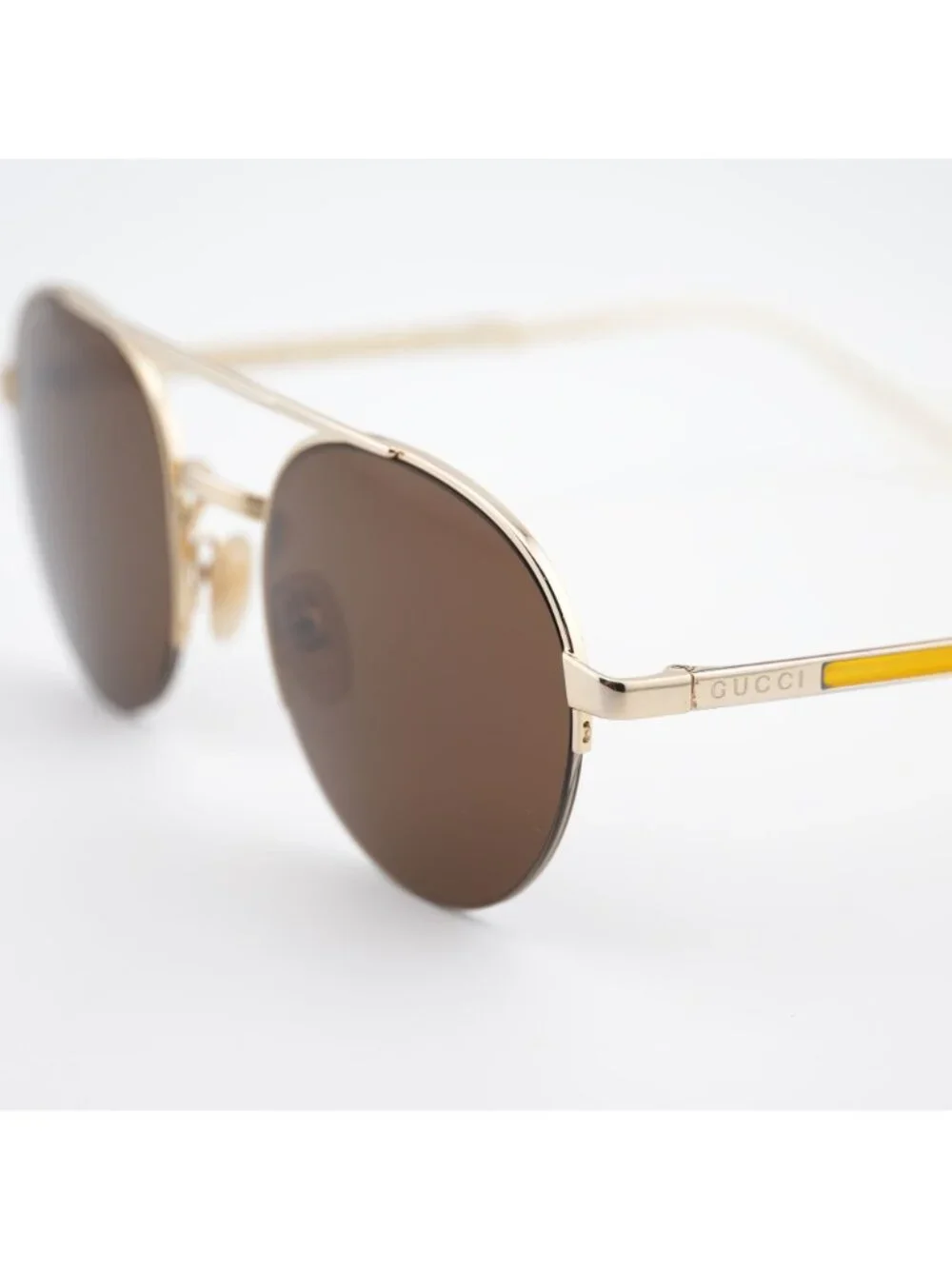 Gucci GG0984S 002 Unisex Sunglasses Gold Round Frame, Brown Lenses